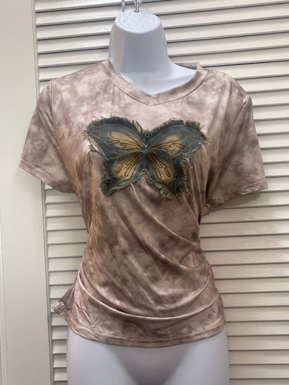 Butterfly Appliqué Fairycore Ruched Top XL
